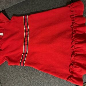Red Kids Shirt with Ruffle Hem